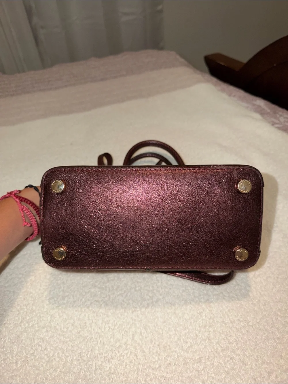 Michael Kors Metallic Plum & Black Geometric Satchel